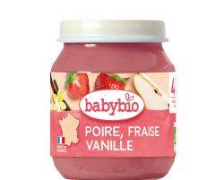 BABYBIO БИО Био бебешко пюре-Круша, Ягода, Ванилия (4+ месеца) - 130г.