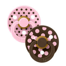  BIBS COLOUR Polka Baby Pink/Mocha, 2бр.Биберони  6-18 месеца 12034102
