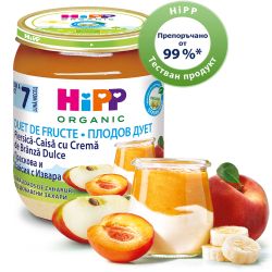 HiPP  БИО Бебешко пюре Праскови и кайсии с извара 160гр. №5470