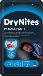  HUGGIES DRYNITES Еднокр. ГАЩИ 4-7 год.(17-30 кг) МОМЧЕ 10 бр.