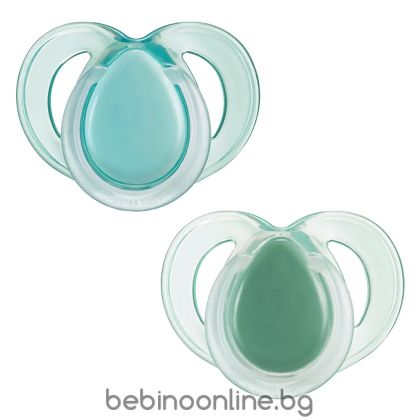 TOMMEE TIPPEE Ортодонтични залъгалки Night Time 6–18м, тъмно зелено, 2 бр.Код: TT.0279