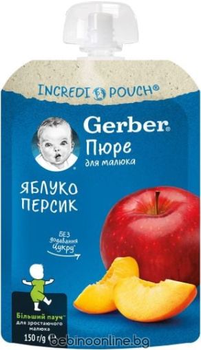  GERBER Пауч Ябълки и Праскови 12+ мес. 150 г. код 7205
