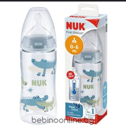 NUK FIRST CHOICE PP Шише със силиконов биберон 300 мл. Termo control MIX 741.926