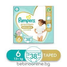 PAMPERS ПЕЛЕНИ PREMIUM CARE 6 XL (15+ кг) 38 бр./пак.