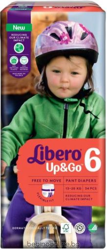 Libero Up&Go -Еднократни пелени-гащички, Размер 6 (13-20 кг.), 18 бр./пак..