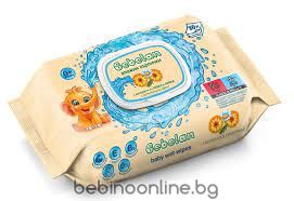 BEBELAN Влажни кърпи с Невен и Лайка 64 бр./опак.+ капак