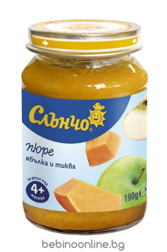 СЛЪНЧО бебешко  пюре „Ябълка и тиква“190г. 4037