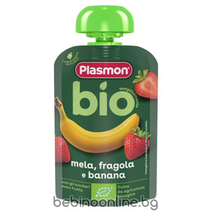 PLASMON  Био Плодова Закуска ПАУЧ Банан Ягода, 6+М, 100 гр