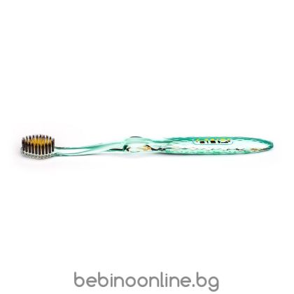 NANO-B Четка за зъби  със злато и въглен кристал, 1 бр/зелена,розова,прозрачна/