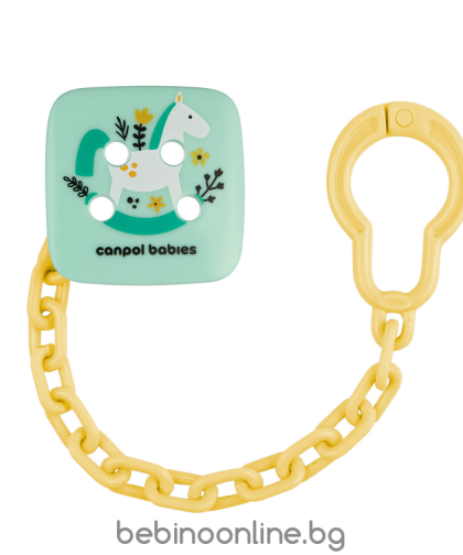 CANPOL Клипс за залъгалка със синджир  Toys Код: 2/438 зелен/оранж