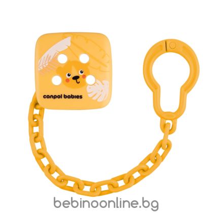 CANPOL Клипс за залъгалка със синджир  Babies Boo Код: 2/439 оранж./бял