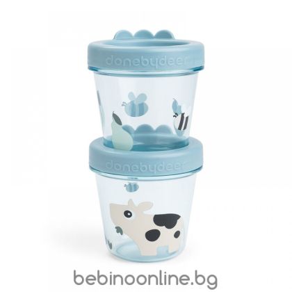 BIBS  Бебешки контейнери за храна Tiny Farm Blue 2 бр. 1256122