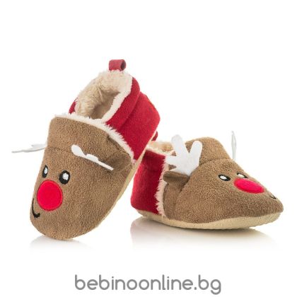 ATTRACTIVE BABY Меки Коледни бебешки буйки -пантофки с еленче  Модел:BFU047