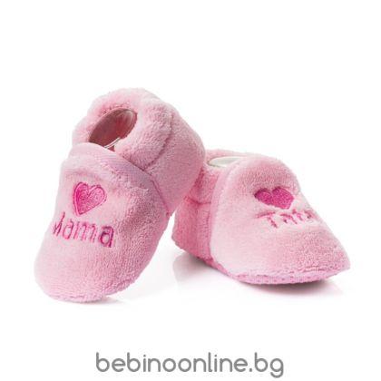 ATTRACTIVE BABY Меки бебешки буйки -пантофки МАМА/ТАТЕ РОЗОВ Модел:BFU008