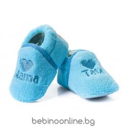 ATTRACTIVE BABY Меки бебешки буйки -пантофки МАМА/ТАТЕ СИН Модел:BFU008