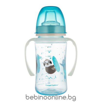 CANPOL  Тренировъчна чашка със светещи дръжки PP EasyStart 240 мл Екзотични животни код: 35/208