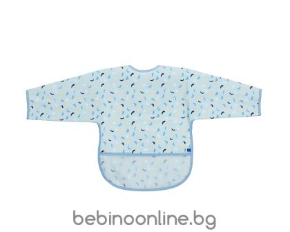 KIKKABOO Лигавник с ръкави и джоб непромокаем Arty Blue Pattern  31303030060