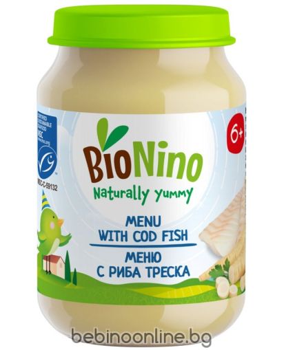 BIO NINO Био  бебешко пюре Риба треска със зеленчуци, 6 м+, 190 g. 2867