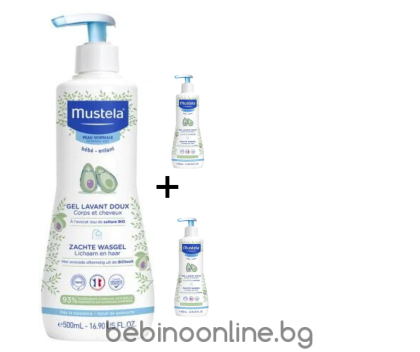 MUSTELA Normal skin Нежно измиващ гел за коса и тяло 500 мл 5778+100мл БОНУС