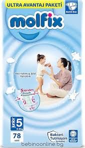 MOLFIX  Еднократни пелени 11-18кг 5-ца 78 бр.