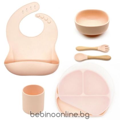 SEVI BEBE СИЛИКОНОВ КОМПЛЕКТ ЗА ХРАНЕНЕ ОТ 6 ЧАСТИ цвят КРЕМ BR17