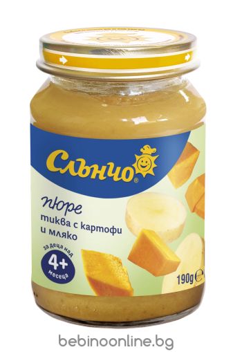 СЛЪНЧО бебешко зеленчуково пюре тиква с картофи и мляко   4м.+190гр. 2507