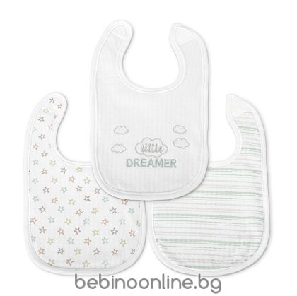 LORELI Бебешки текстилен лигавник  NATURAL 3бр.с велкро УНИСЕКС  10260290001