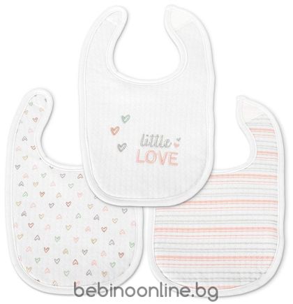 LORELI Бебешки текстилен лигавник NATURAL 3бр.с велкро ЗА МОМИЧЕ, 10260290003