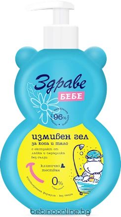 ЗДРАВЕ БЕБЕ Измивен гел за коса и тяло, Лайка и Смрадлика 400мл.