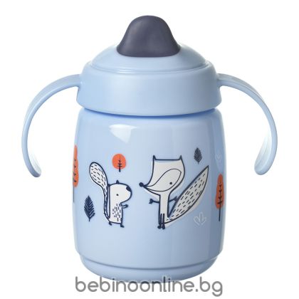 TOMMEE TIPPEE Тренировъчна неразливаща се чаша с мек н-k и дръжки SuperStar Trainer Sippee Cup 300 мл, 6м+, синя 0289