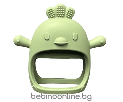 SEVI BEBE  Бебешка силиконова ръкавичка Пиле Зелена  BR11-2