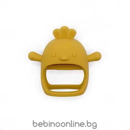 SEVI BEBE Бебешка силиконова ръкавичка Пиле цвят Горчица BR11-2