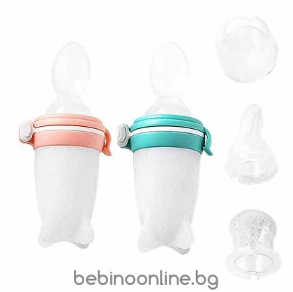  SEVI BEBE Силиконово шише за плодове и зеленчуци FreshFeeder с 3 накрайника BH401