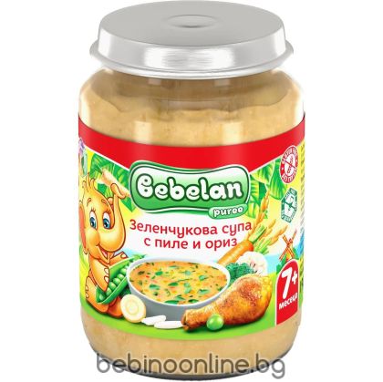 BEBELAN PUREE бебешко пюре Зеленчукова супа с пиле и ориз 7+ мес. 190 г.   7196