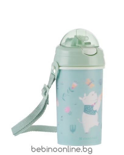 KIKKA BOO Чаша със силиконовa сламка и каишка 450мл Music Fest ментово зелено 31302030082