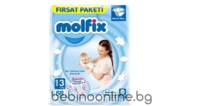 Molfix Jumbo Pack – Еднократни пелени, Размер 3 (4-9 кг.), 68 бр./пак.