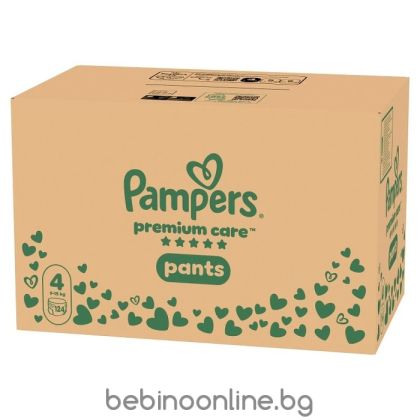 Pampers Premium Care –Еднократни гащички , Размер 4 (9-15), 124бр. /КАШОН