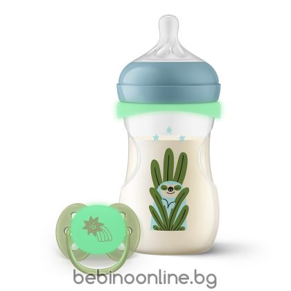  Philips AVENT Подаръчен к-кт - шише за хранене Natural Response 260 мл + биберон среден поток +залъгалка Ultra Soft 0676.001