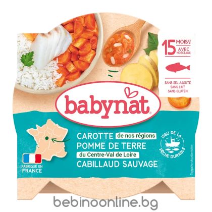 BABYBIO БИО Меню - Дива Треска с Моркови и Картофи (15+ месеца) – купичка 260г. 