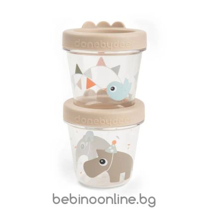 BIBS Бебешки контейнери за храна Tiny Farm бежово 2 бр. 1256123