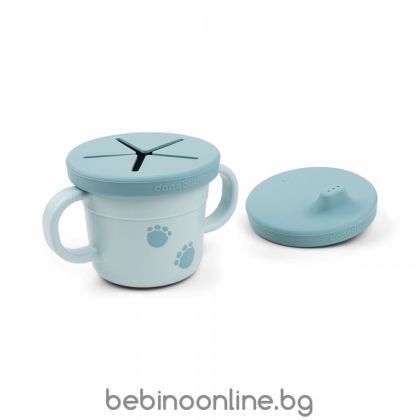 BIBS Чаша с 2 капака - против разливане и за снакс Elphee Blue 1936672