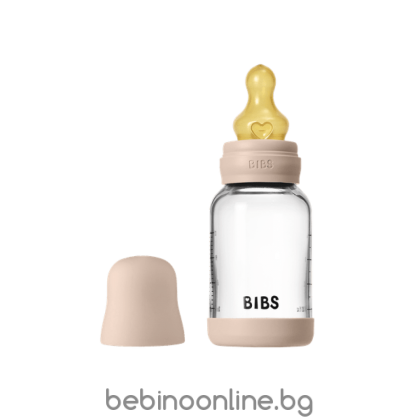 BIBS Бебешка Стъклена Бутилка  Blush 120мл Каучук Бавен Поток 5019244