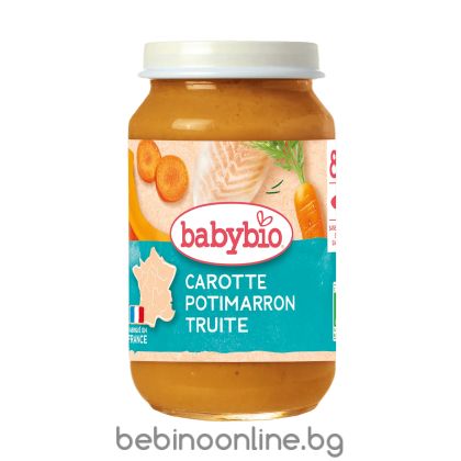 BABYBIO БИО бебешко пюре  Зеленчуци с Пъстърва 8+ мес. 200 гр.