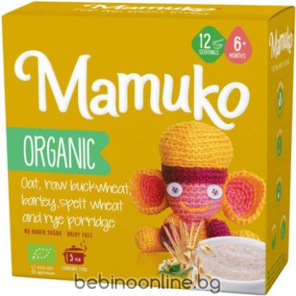MAMUKO БИО Каша с овес, елда, ечемик, спелта и ръж 6+м 200 г.