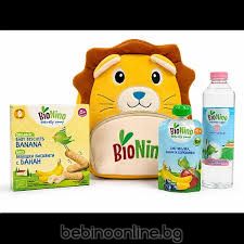 BIO NINO  Детска раничка с бисквити, вода и пауч