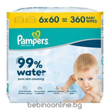 PAMPERS  Aqua Water Бебешки мокри кърпи 6x60 броя