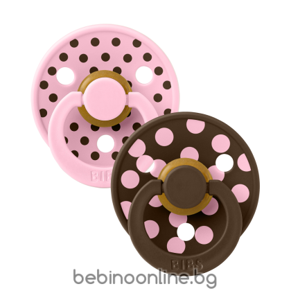  BIBS COLOUR Polka Baby Pink/Mocha, 2бр.Биберони  6-18 месеца 12034102