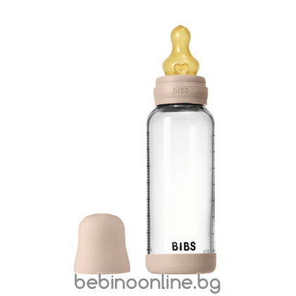 BIBS Бебешка Стъклена Бутилка  Blush 240мл Каучук Среден Поток 5020244