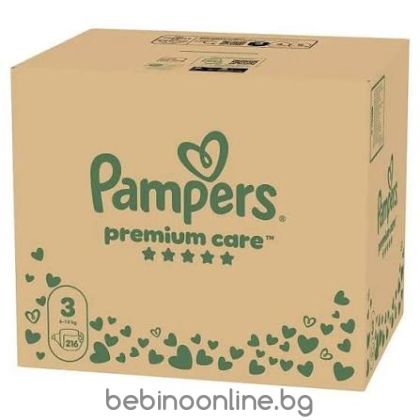 PAMPERS ПЕЛЕНИ  PREMIUM CARE  3( 6-10 кг) 216 бр. /КАШОН