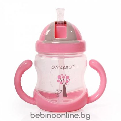 Cangaroo Чаша с пластмасова сламка 280ml C0582 розова